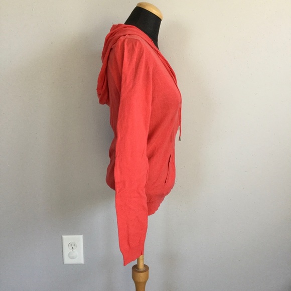 Lightweight Coral Zip Up Hoodie Sweater - Picture 2 of 7